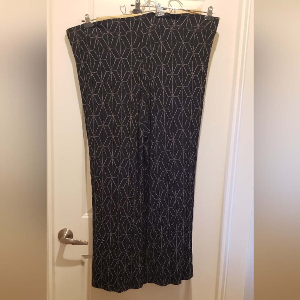 Ava & Viv Black Womens Geometric Wide Leg Pants